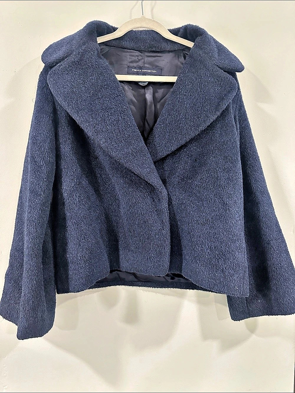 French Connection pea Coat in Blue Size 2 alpaca mohair virgin wool blend